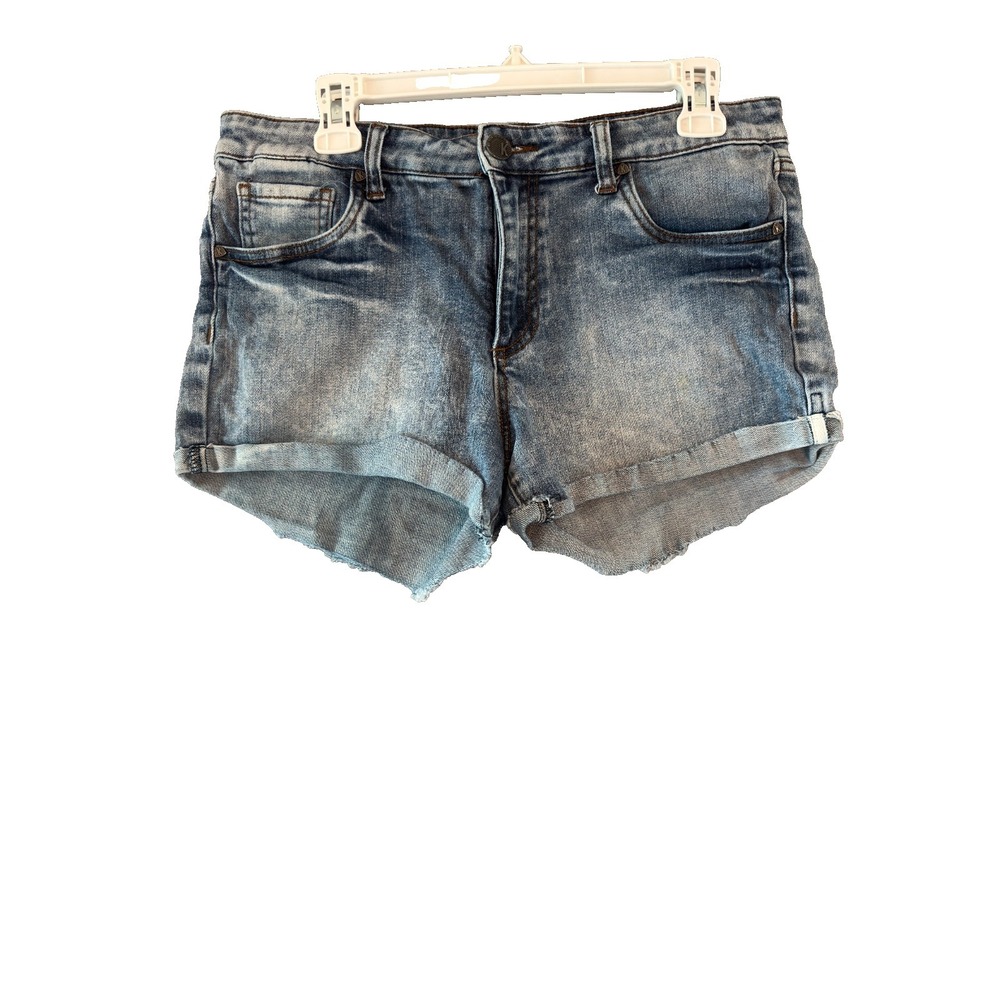 KUT from the Kloth Denim Shorts Women's 10 Acid Wash Cuffed Raw Hem Stretch